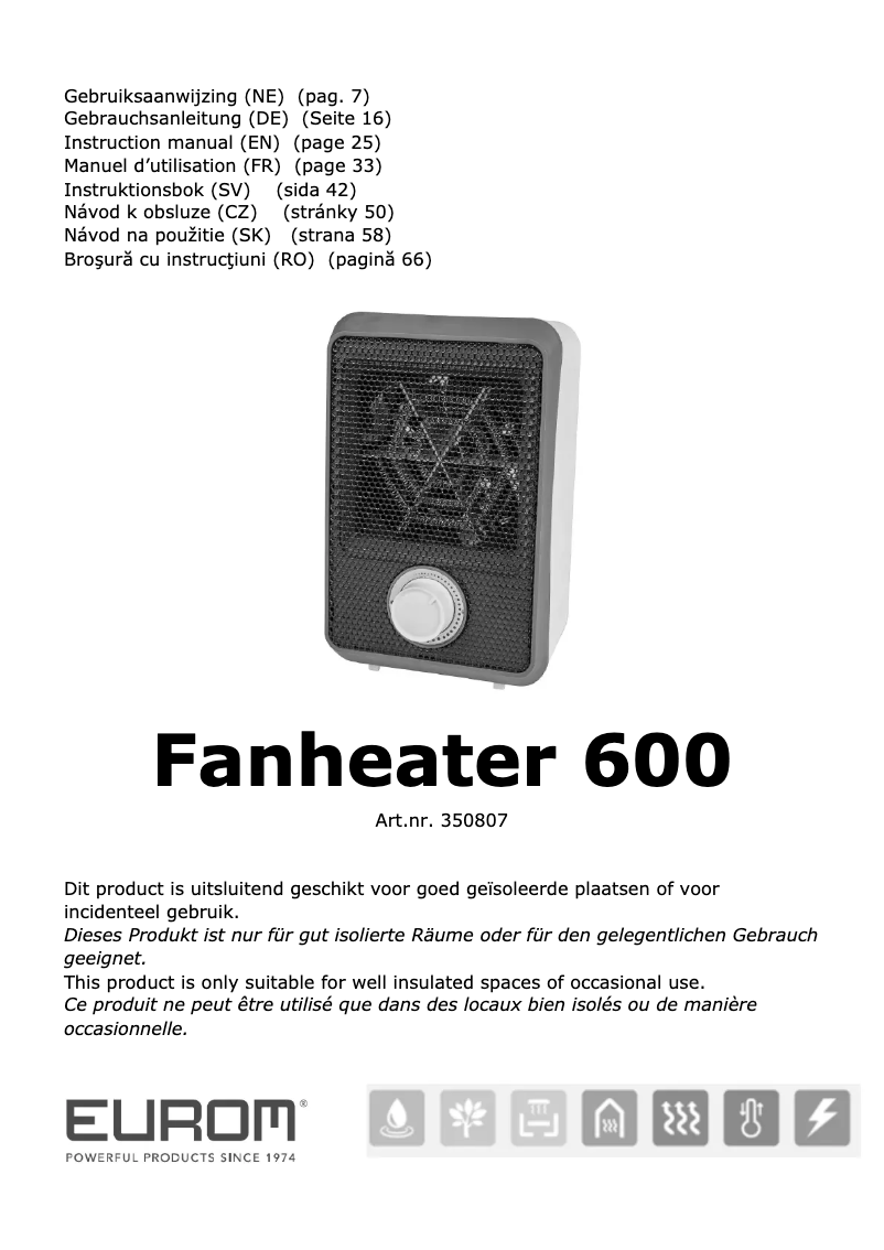 Image de la première page du manuel de l'appareil Fanheater 600