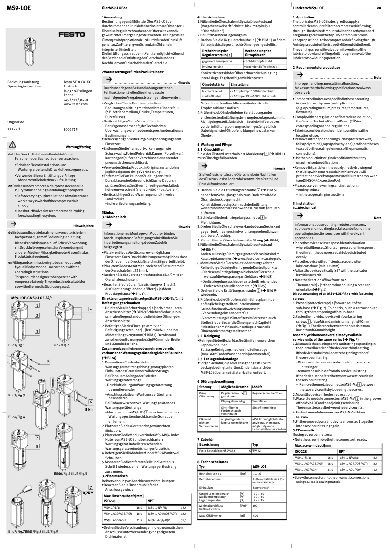 Page n°1 - Manuel utilisateur Festo MS9-LOE