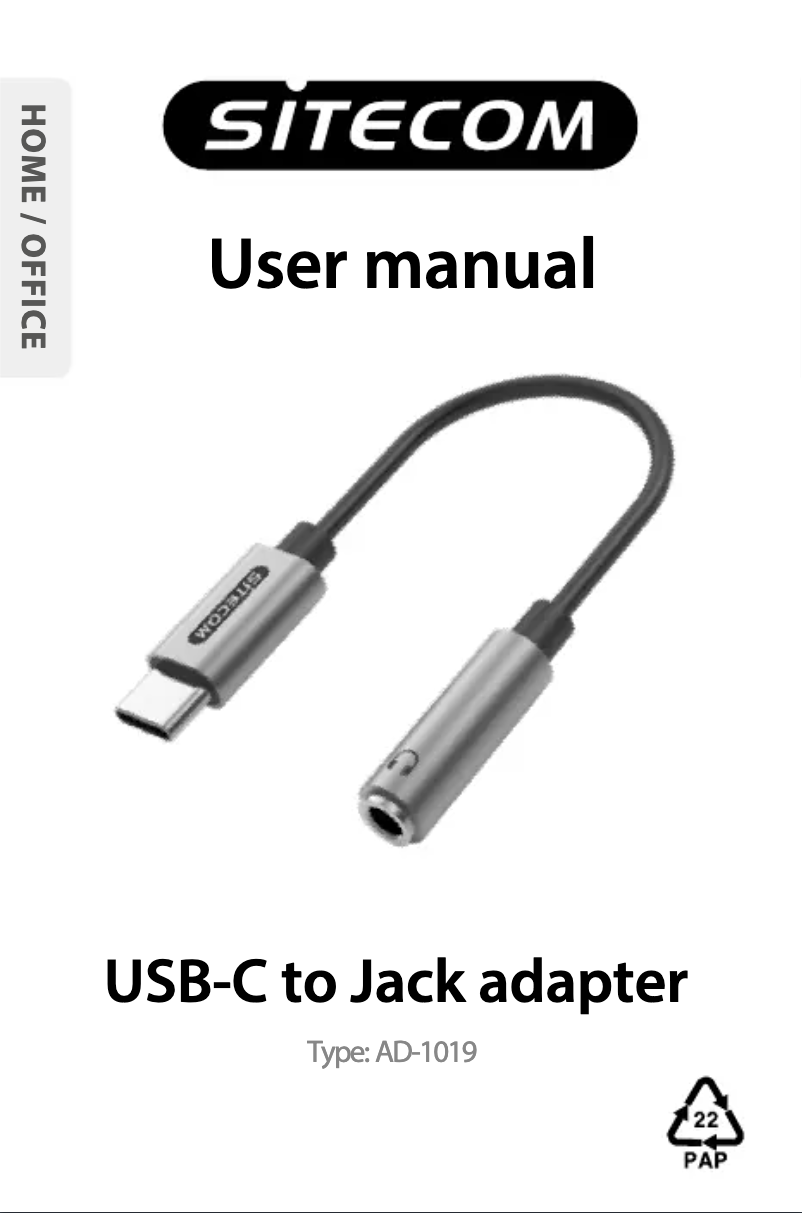 Page 1 de la notice Manuel utilisateur Sitecom AD-1019