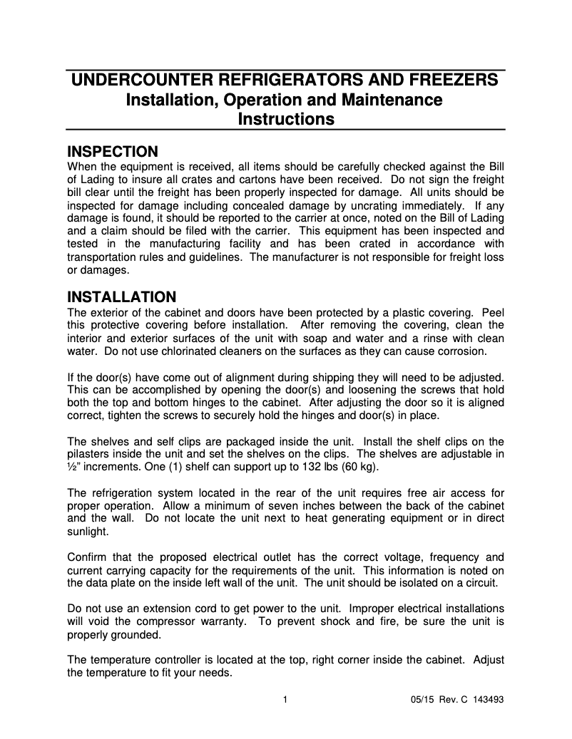 Page 1 de la notice Manuel utilisateur Norlake AdvantEDGE NLUF48