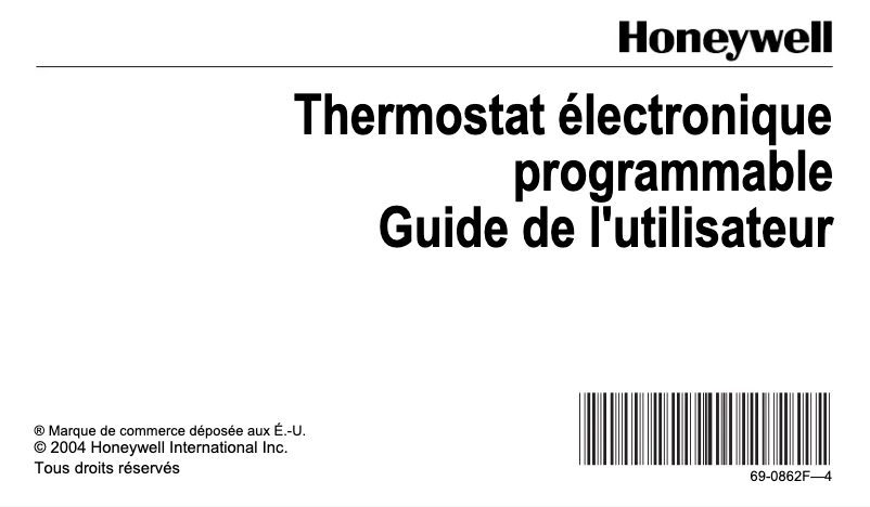 Page n°1 - Manuel utilisateur Honeywell T8132A