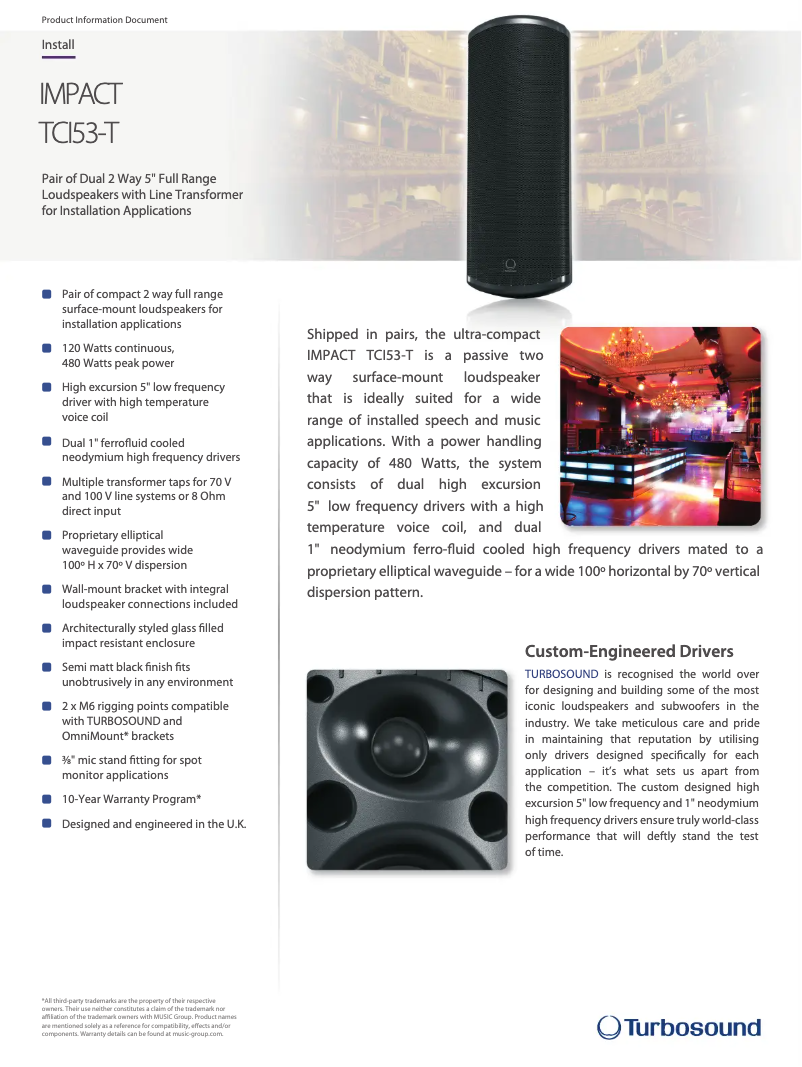 Página 1 del manual Ficha técnica Turbosound Impact TCI53-T