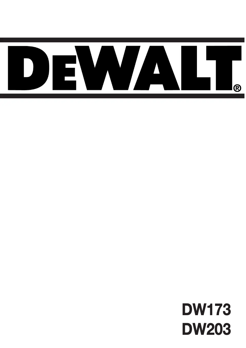 Page n°1 - Manuel utilisateur DeWalt DW203