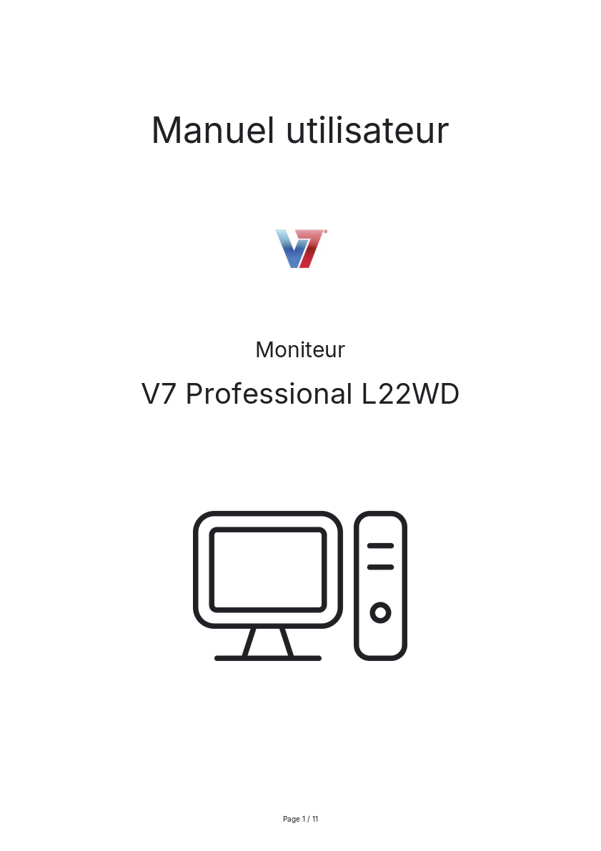 Page n°1 - Manuel utilisateur V7 Professional L22WD