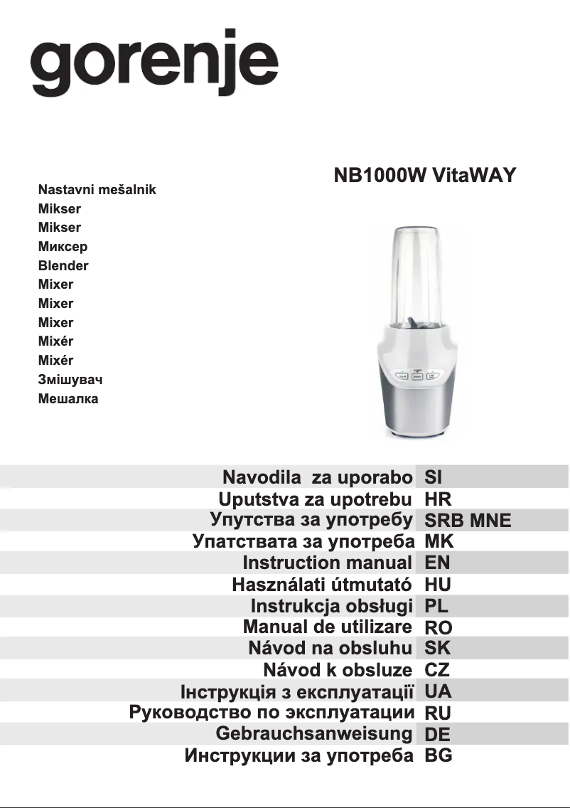 Page 1 de la notice Manuel utilisateur Gorenje BN1000W