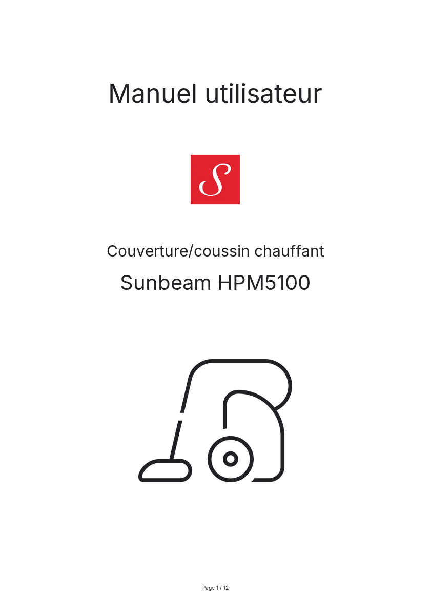 Page n°1 - Manuel utilisateur Sunbeam HPM5100