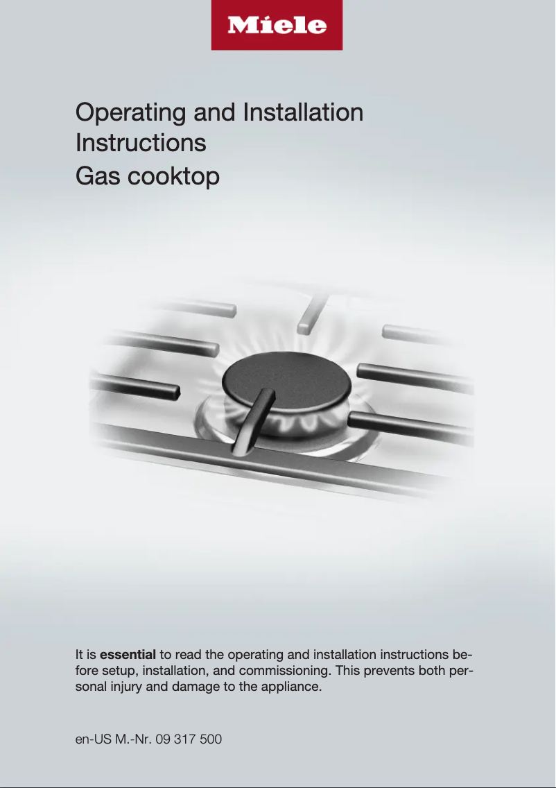 Page 1 de la notice Guide d'installation Miele KM 6365