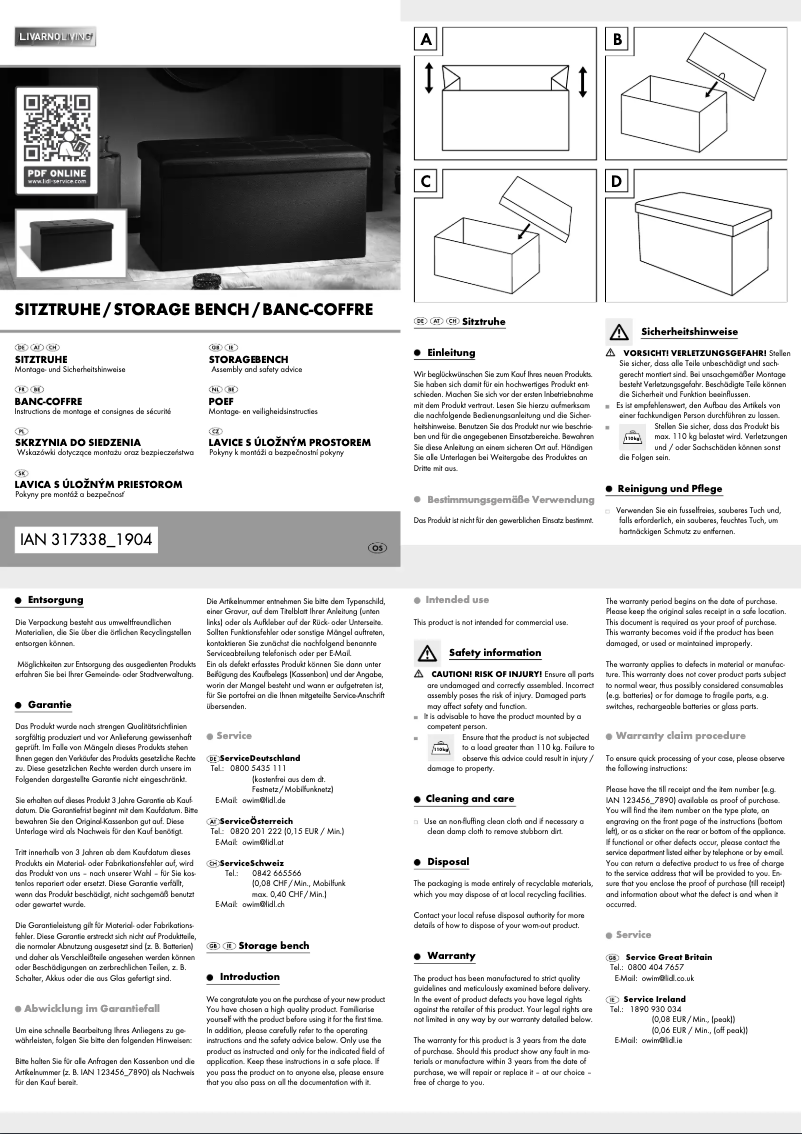 Page 1 de la notice Manuel utilisateur Livarno Lux HG03945A