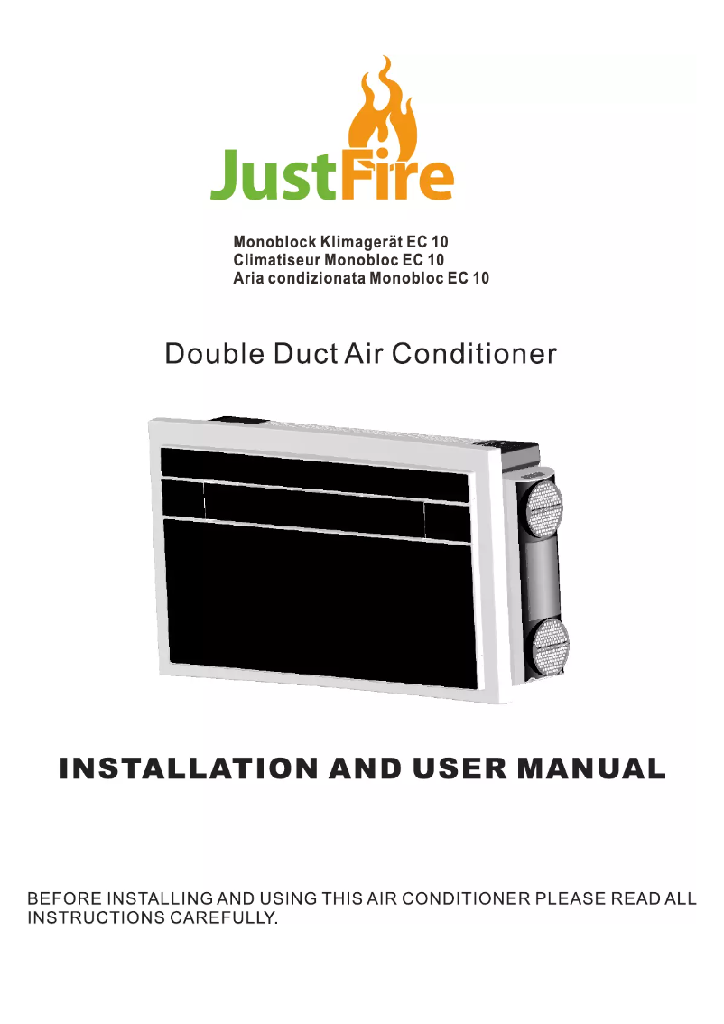 Página 1 del manual Manual de usuario Just Fire EC10 Double Duct Airco