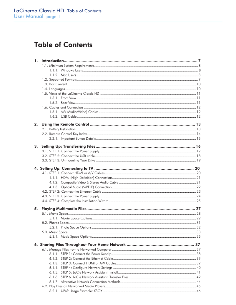 Page 1 de la notice Manuel utilisateur LaCie LaCinema PlayHD