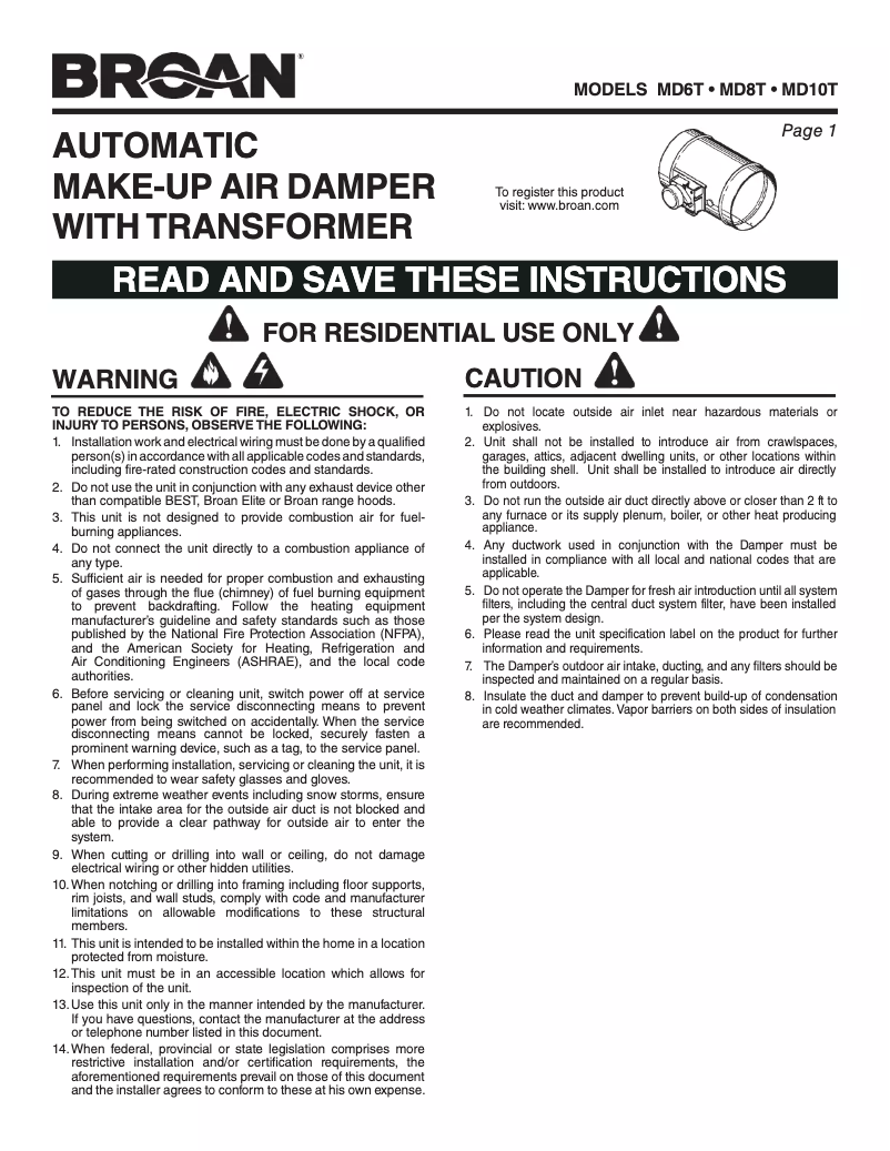 Page n°1 - Guide d'installation Best MD10T