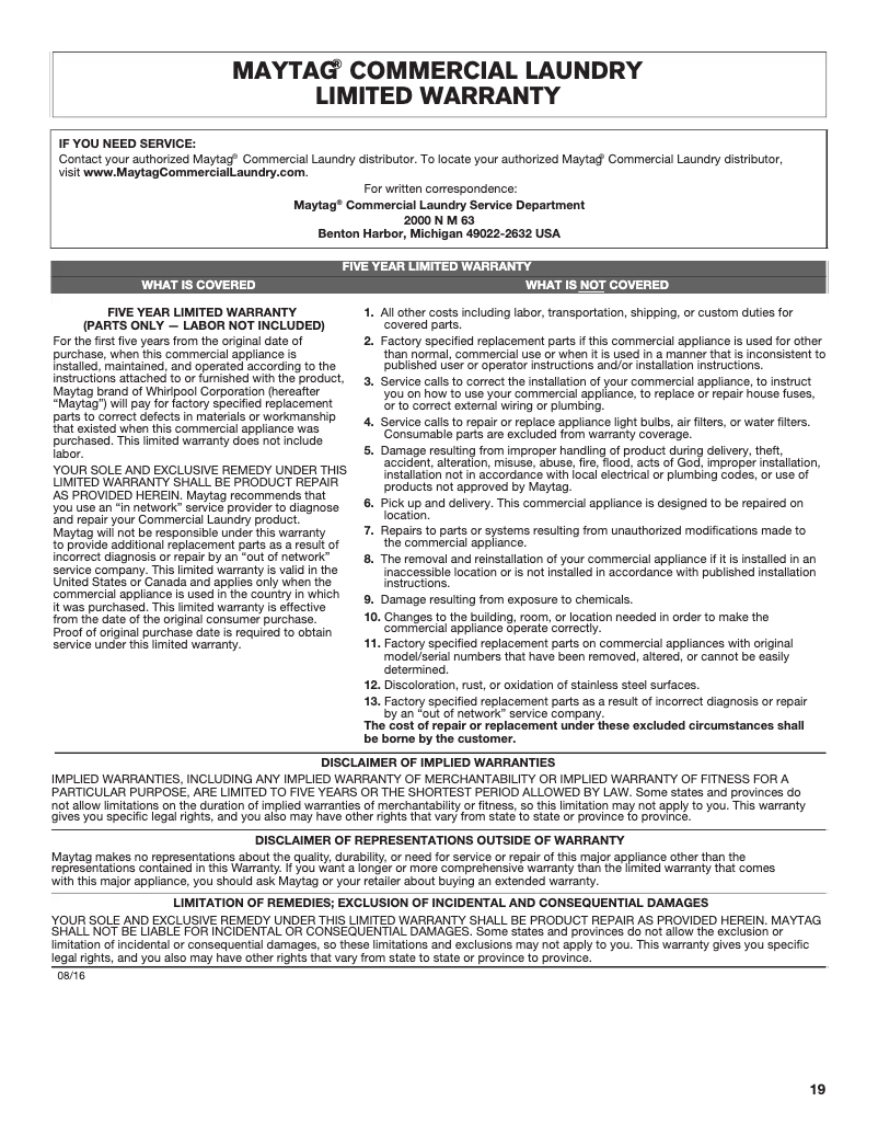 Page n°1 - Mode d'emploi Maytag MAT20PR