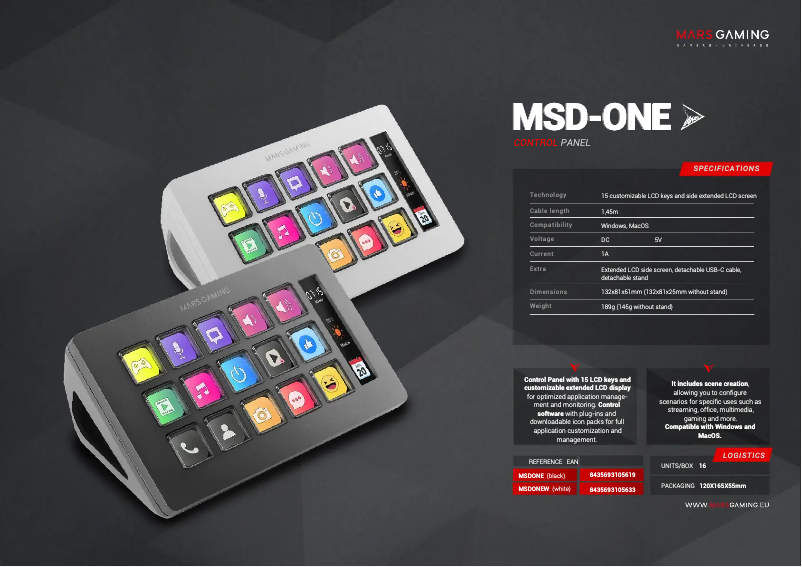 Page n°1 - Fiche technique Mars Gaming MSD-ONE