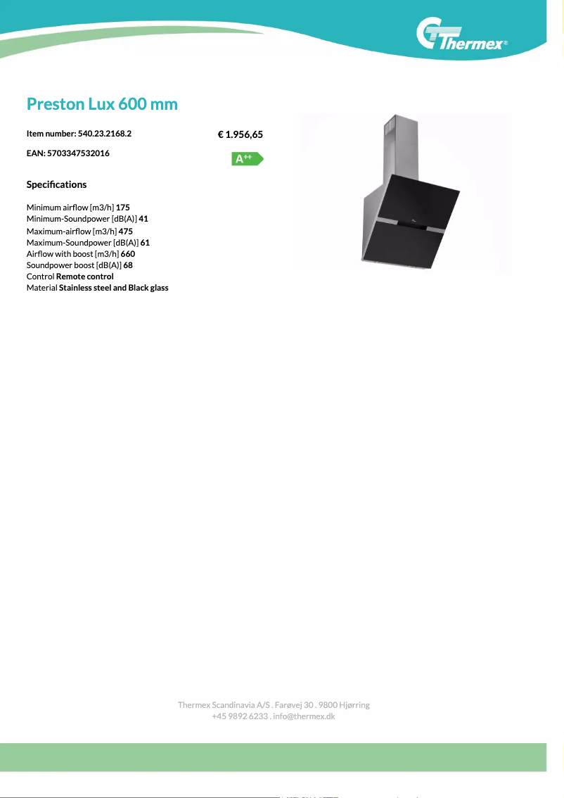 Page n°1 - Fiche technique Thermex Preston Lux