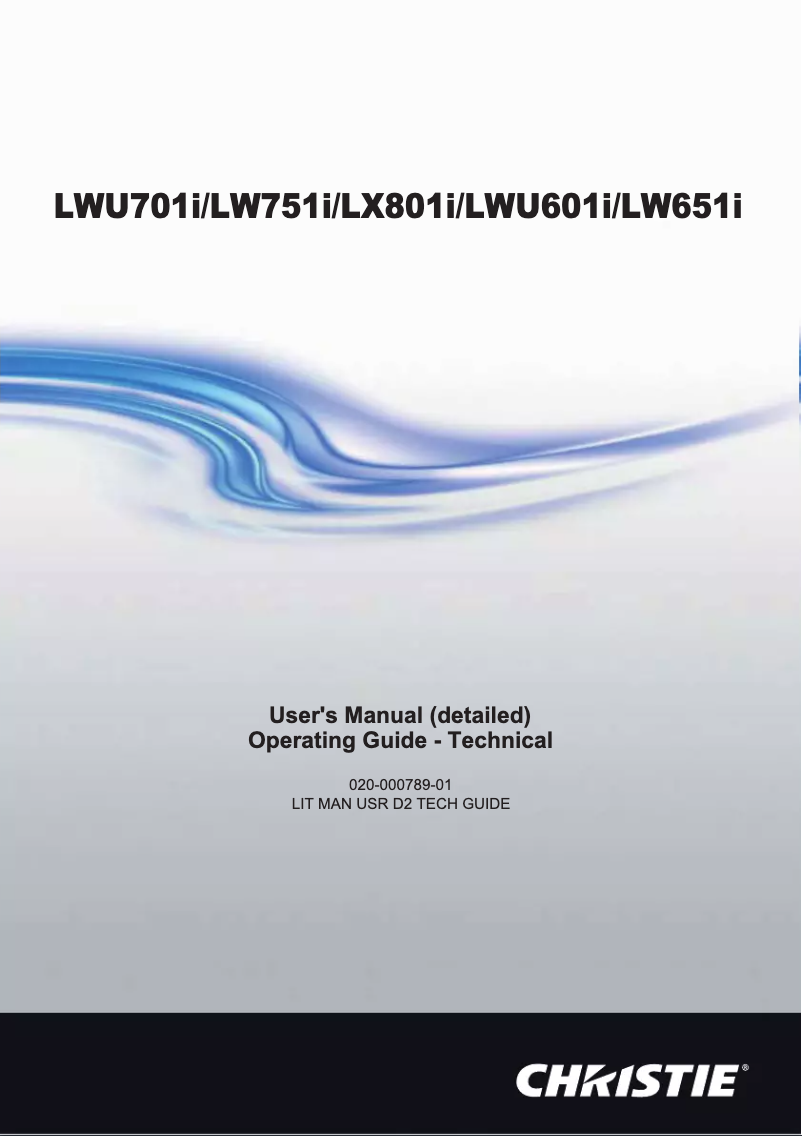 Page n°1 - Manuel utilisateur Christie LX801i