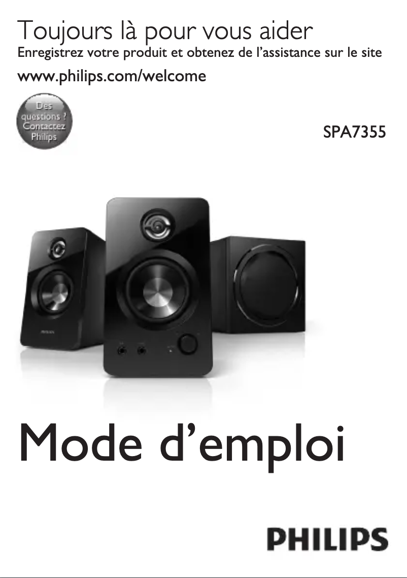 Page 1 de la notice Manuel utilisateur Philips SPA7355