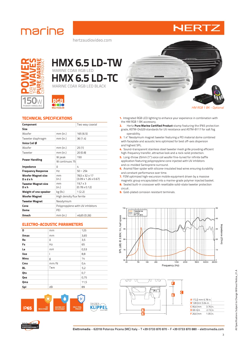 Image de la première page du manuel de l'appareil Marine HMX 6.5 S-LD-SW
