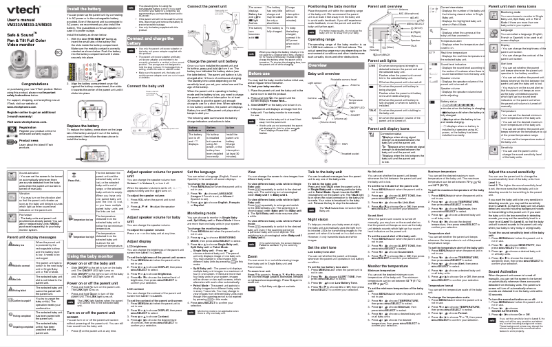 Page 1 de la notice Manuel utilisateur Vtech VM303