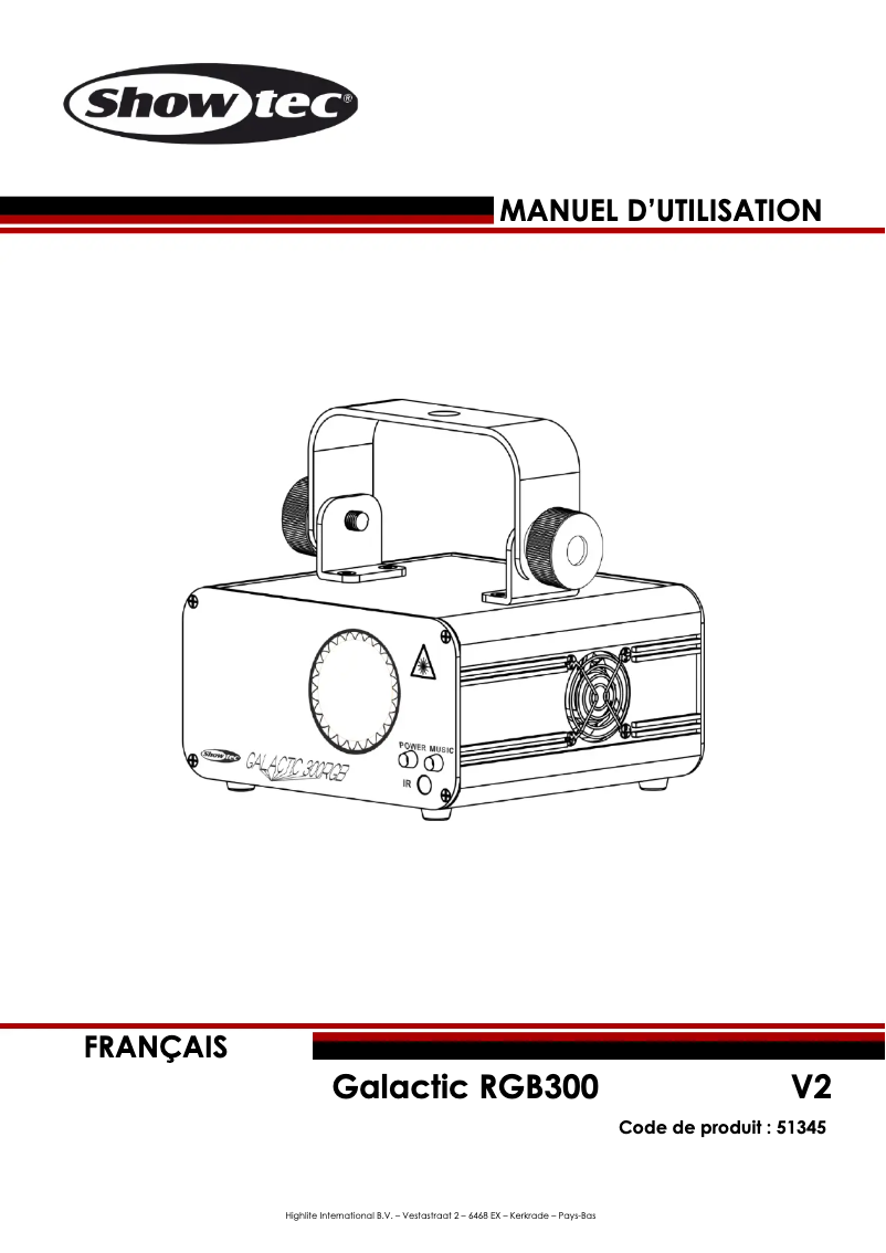 Page n°1 - Manuel utilisateur Showtec Galactic RGB300