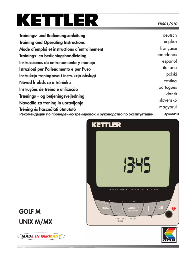 Page 1 de la notice Manuel utilisateur Kettler Golf M