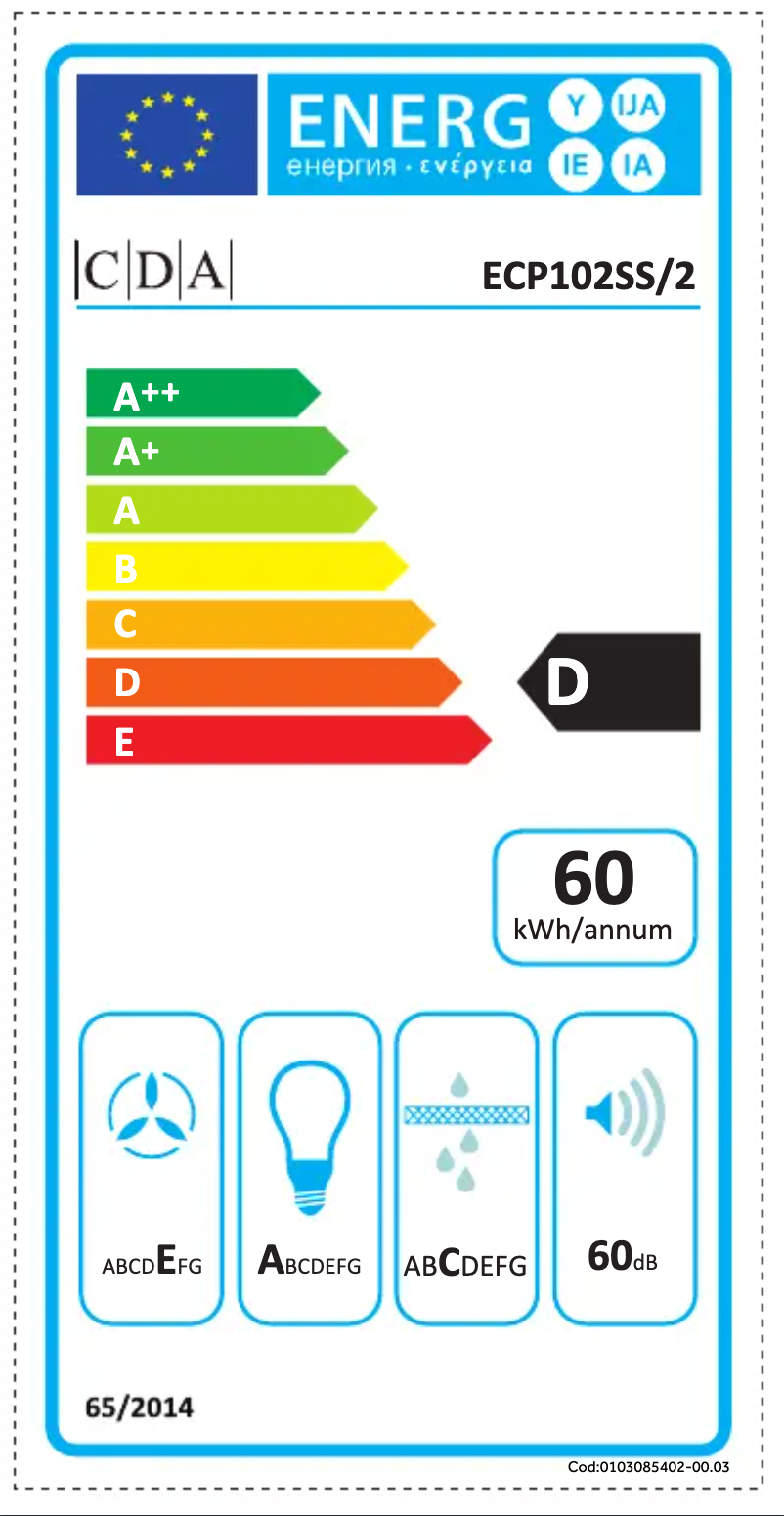 Page n°1 - Label énergétique CDA ECP102BL