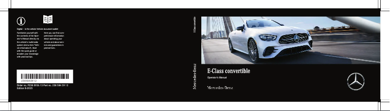Image de la première page du manuel de l'appareil E-Class Cabriolet (2023)