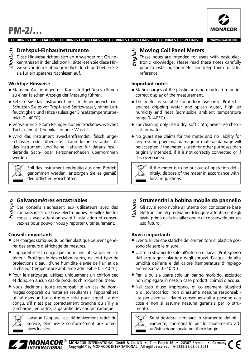Page 1 de la notice Manuel utilisateur Monacor PM-2/10A