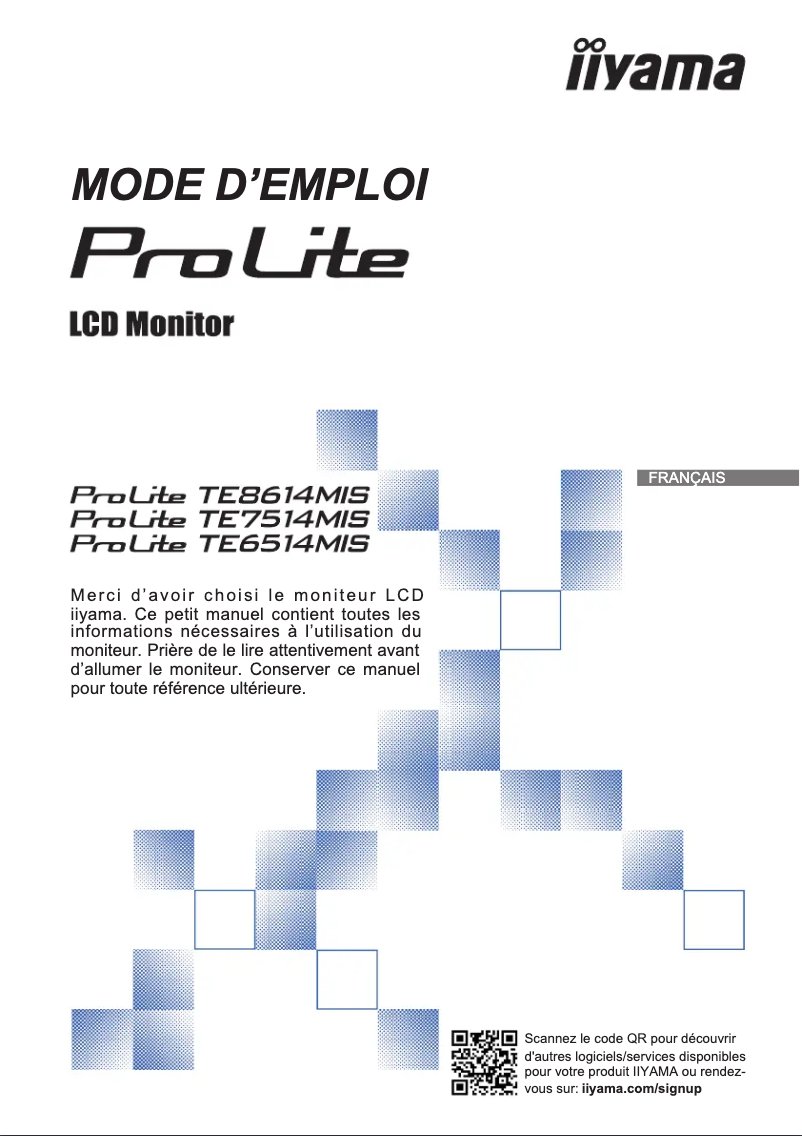 Page 1 de la notice Manuel utilisateur Iiyama ProLite TE8614MIS