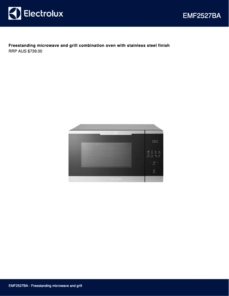 Page 1 de la notice Fiche technique Electrolux EMF2527BA