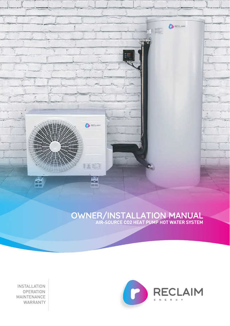 Page 1 de la notice Manuel utilisateur Reclaim Energy AIR-SOURCE CO2