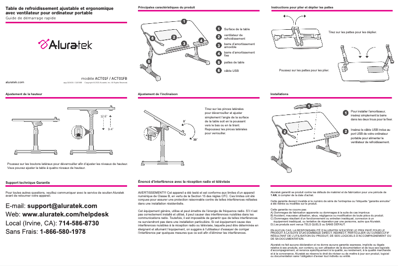 Page 1 de la notice Manuel utilisateur Aluratek ACT01FB