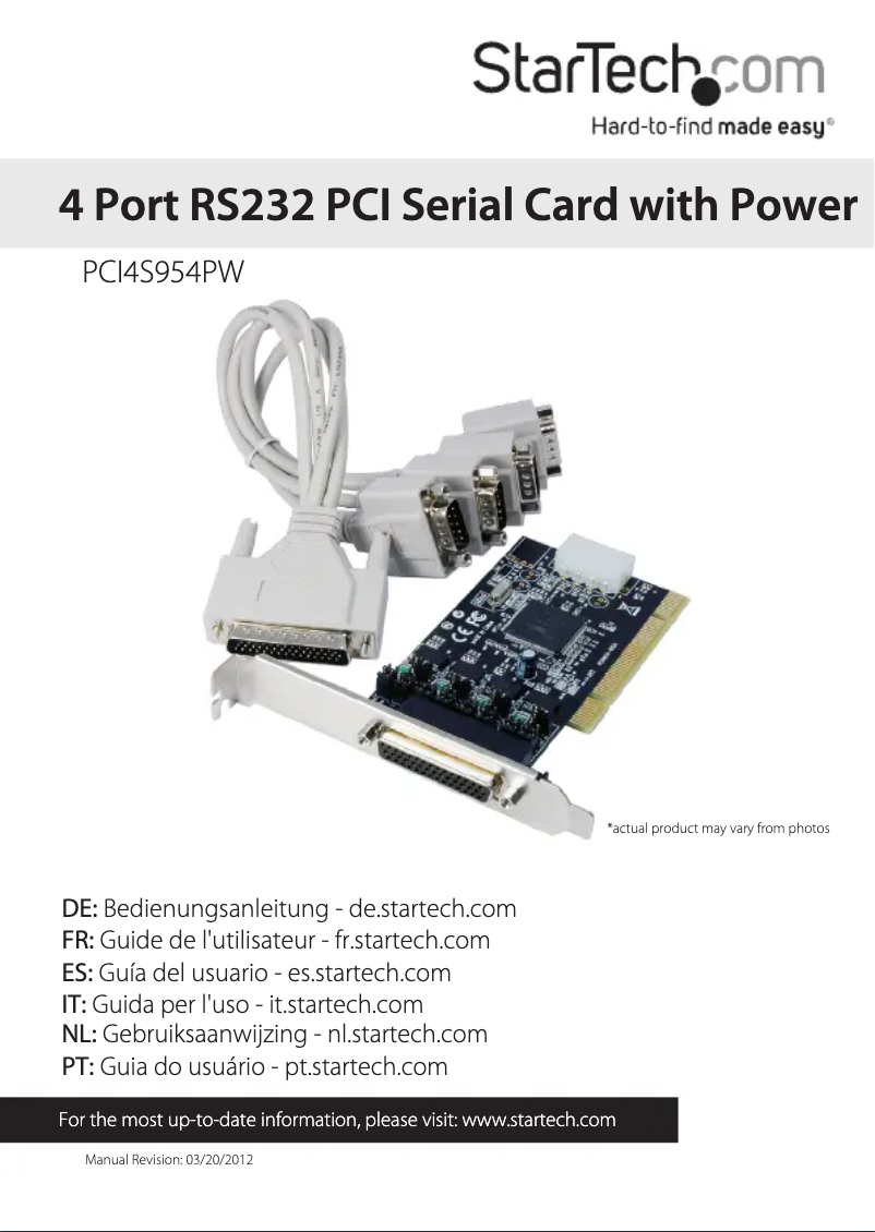 Image de la première page du manuel de l'appareil PCI4S954PW
