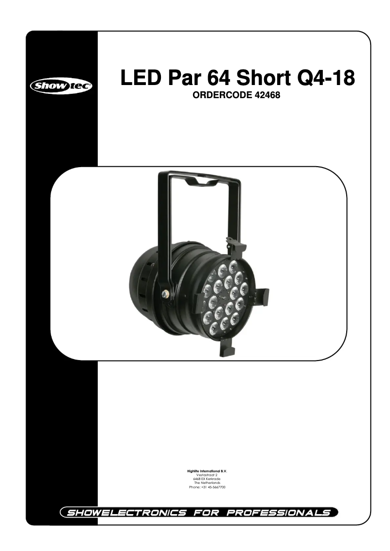 Page n°1 - Manuel utilisateur Showtec LED Par 64 Short Q4-18