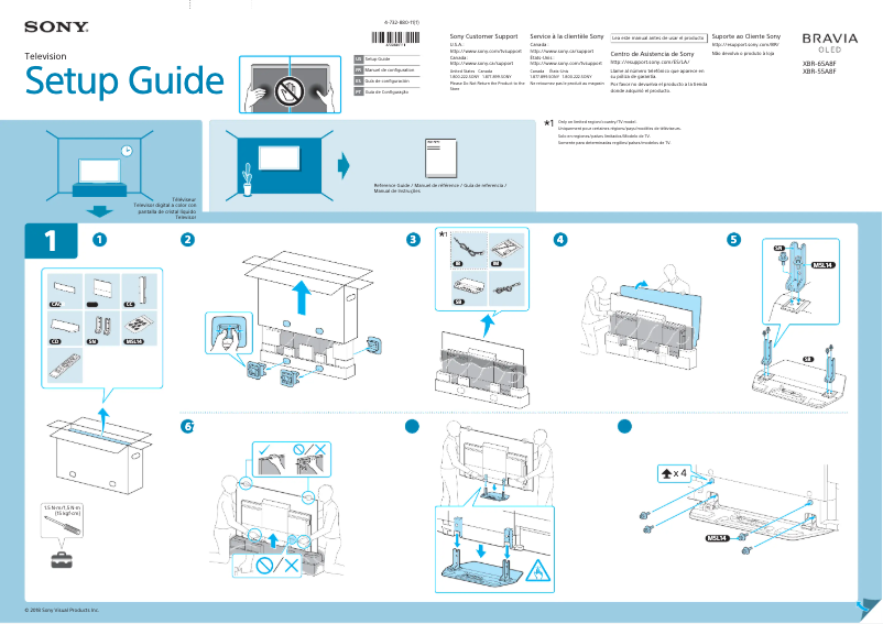 Page 1 de la notice Guide d'installation Sony Bravia Oled XBR-65A8F