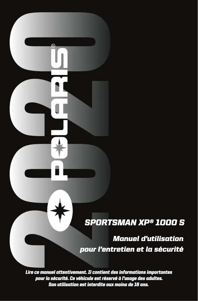 Image de la première page du manuel de l'appareil Sportsman XP 1000 S (2020)