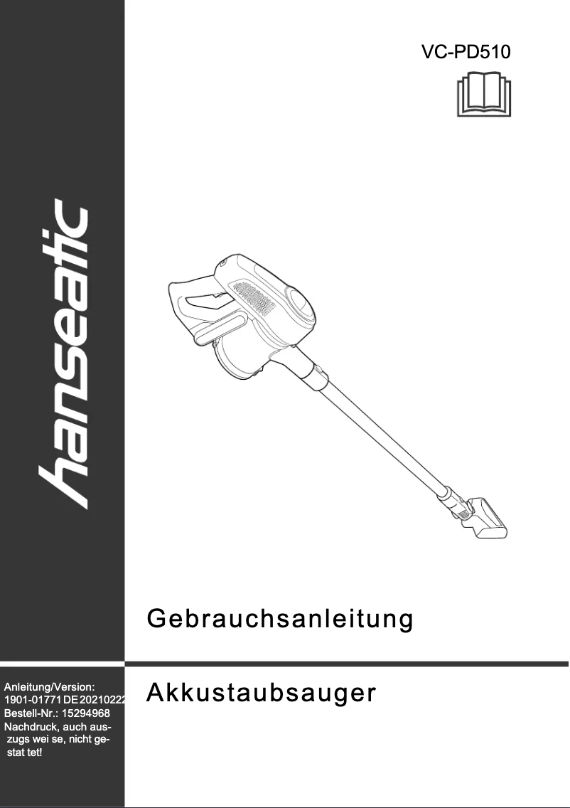 Página 1 del manual Manual de usuario Hanseatic VC-PD510