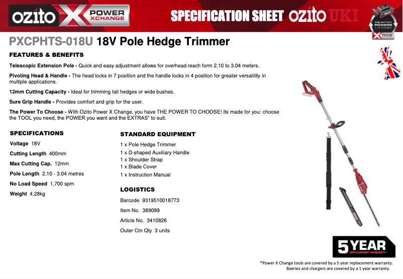 Image de la première page du manuel de l'appareil PXCPHTS-018U