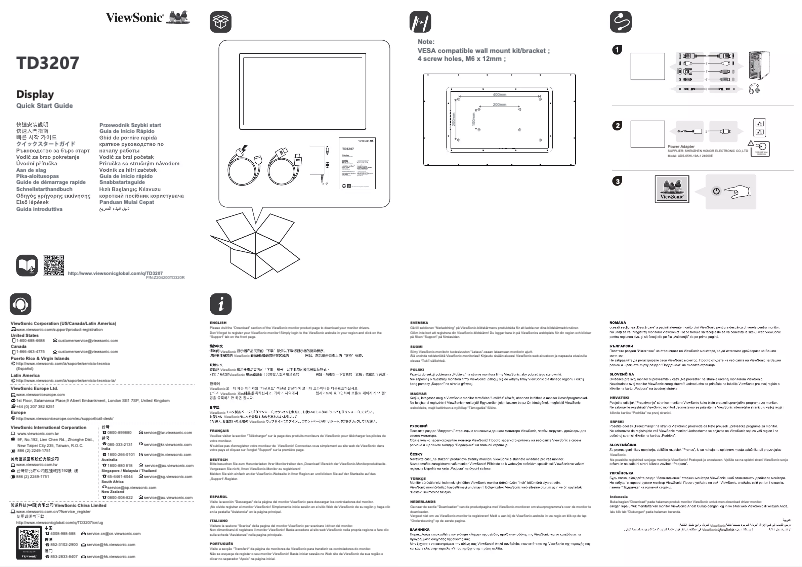 Page n°1 - Guide de démarrage rapide Viewsonic TD3207
