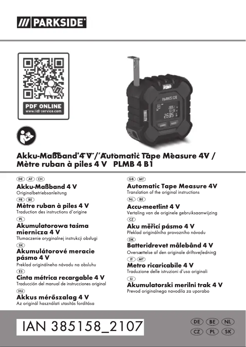 Page n°1 - Manuel utilisateur Parkside PLMB 4 B1