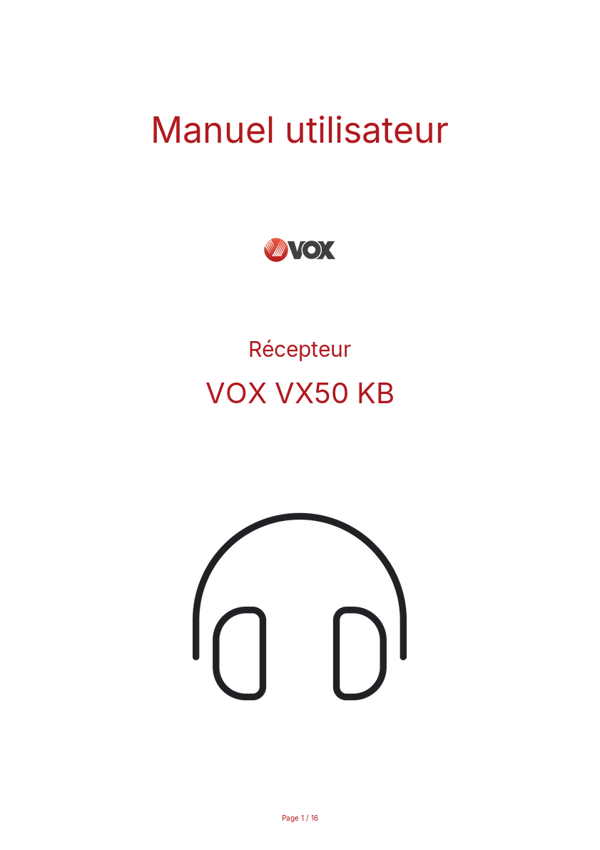 Page n°1 - Manuel utilisateur VOX VX50 KB