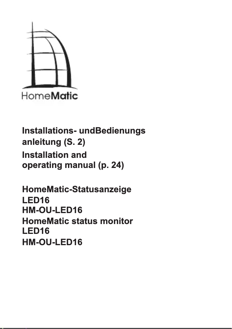 Page n°1 - Manuel utilisateur Homematic IP EQ-104798 LED16