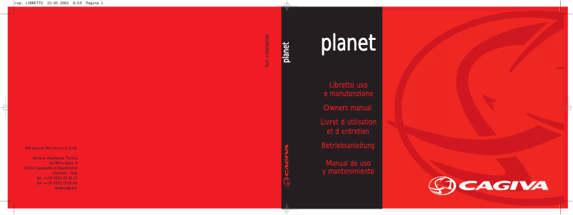 Page 1 de la notice Manuel utilisateur Cagiva Planet 125 (2002)