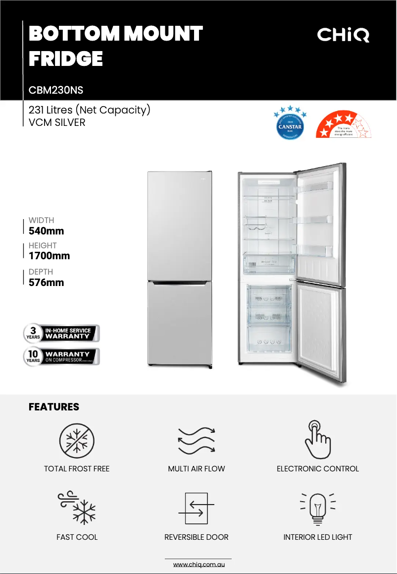 Page 1 de la notice Fiche technique CHiQ CBM230NS