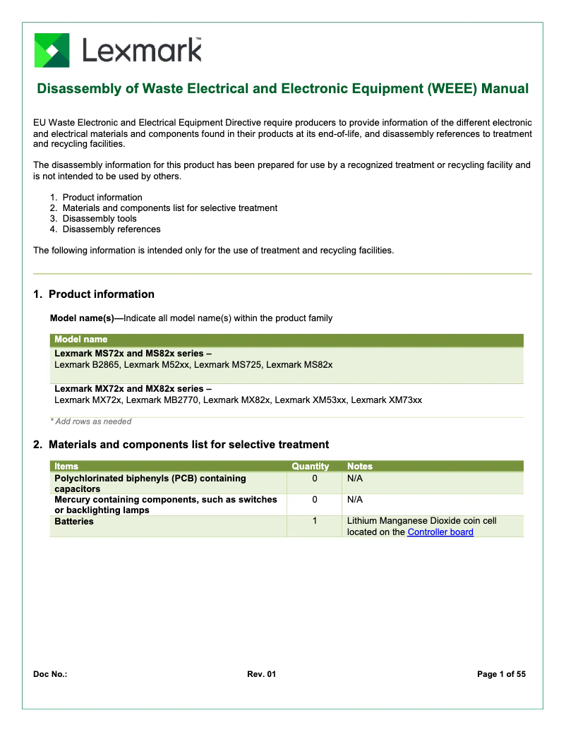 Page 1 de la notice Instructions / montage Lexmark XM7370