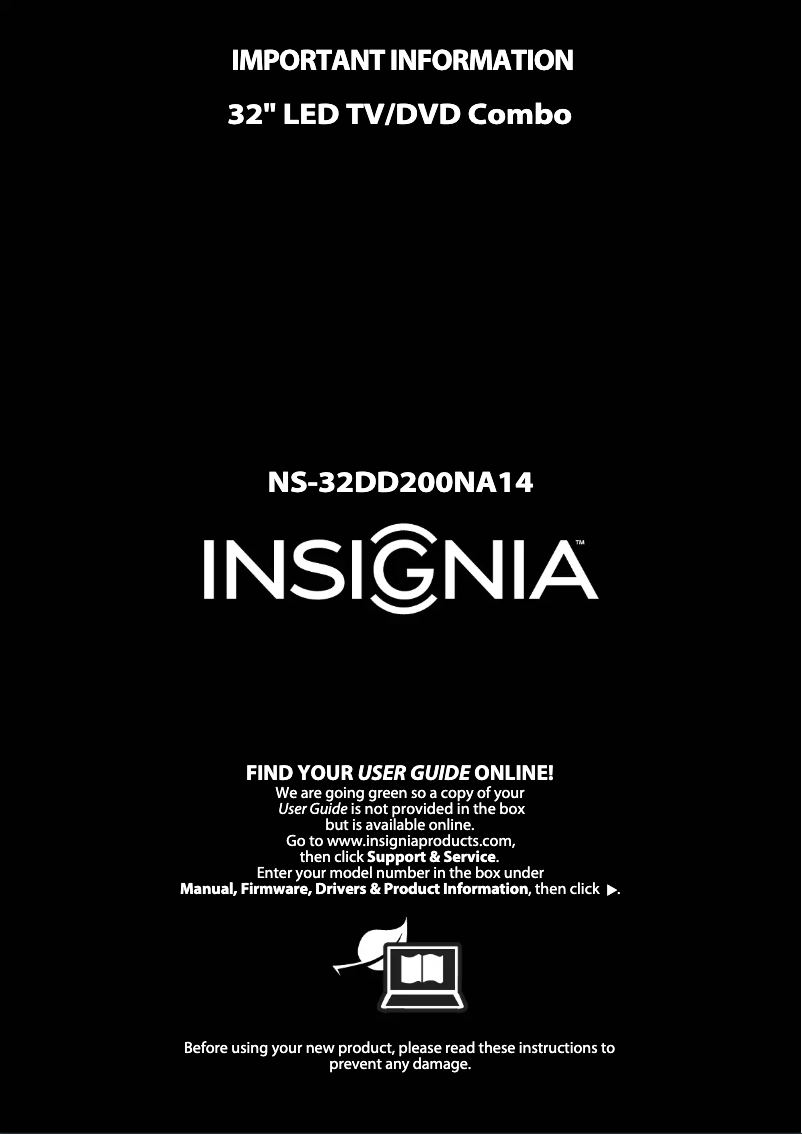 Page n°1 - Manuel utilisateur Insignia NS-32DD200NA14