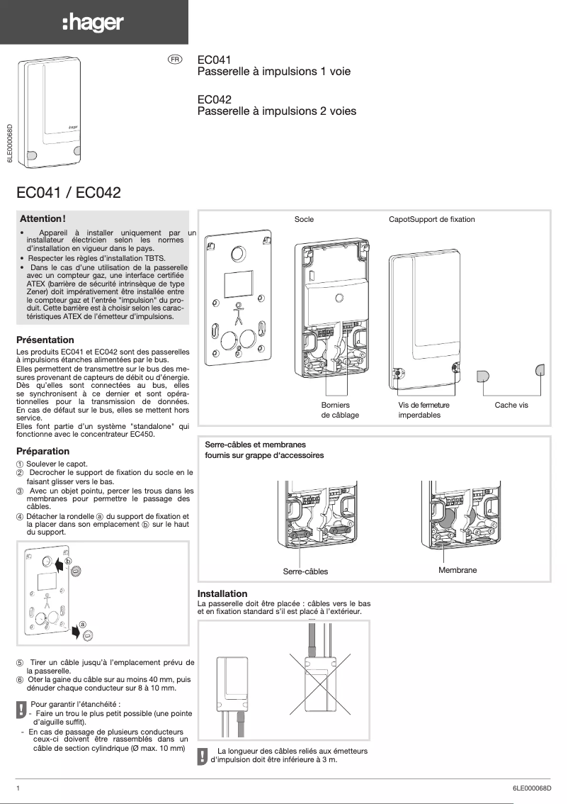 Page n°1 - Manuel utilisateur Hager EC041