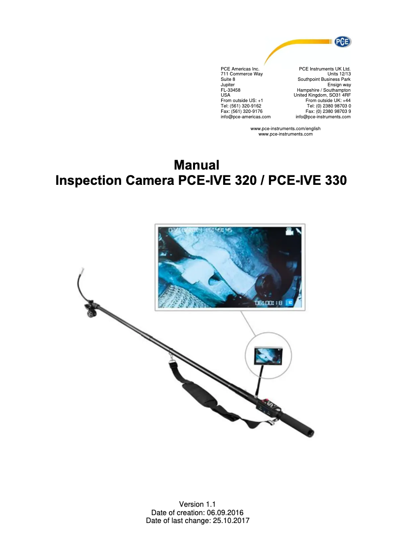 Page 1 de la notice Manuel utilisateur PCE Instruments PCE-IVE 320