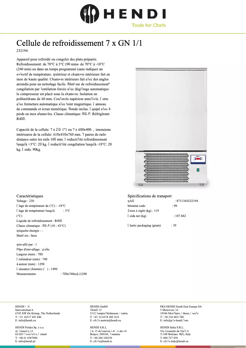 Page 1 de la notice Fiche technique Arktic 232194