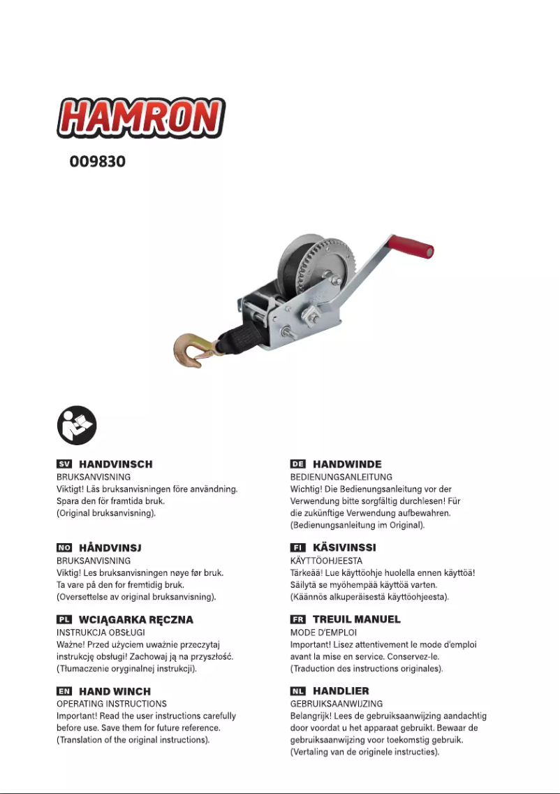 Page n°1 - Manuel utilisateur Hamron 009830