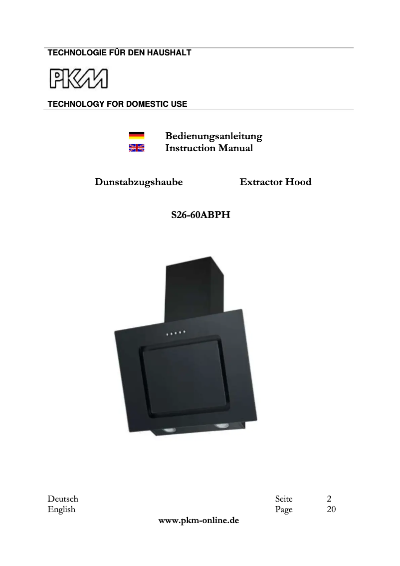 Page 1 de la notice Manuel utilisateur PKM S26-60ABPH